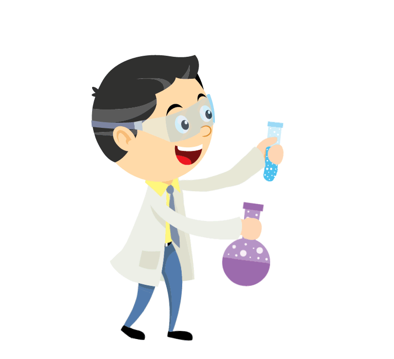scientist holding beaker testing tube animation
