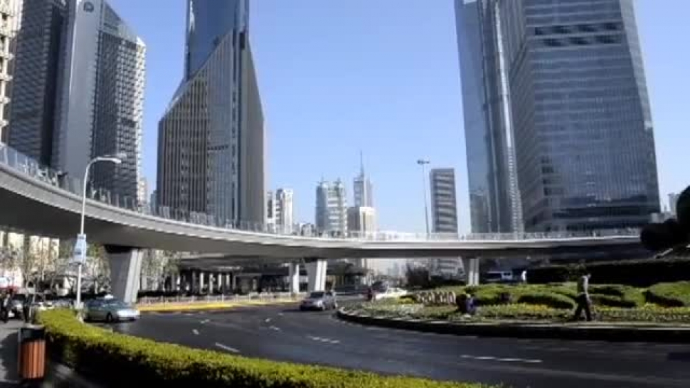 roadway along high rise building shanghai video