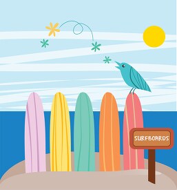 17 surfs up surfboards in sand clipart