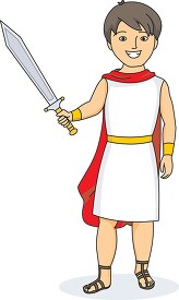 ancient greece costume man holding sword clipart