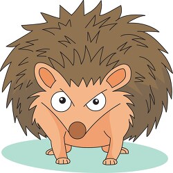 angry looking hedgehog cartoon clipart