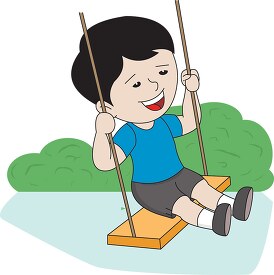 asian boy swinging at playground clipart