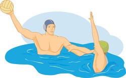 athletes in pool team plays water polo clipart