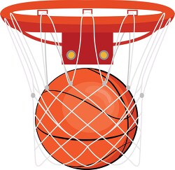 baseketball hoop with ball in net clipart