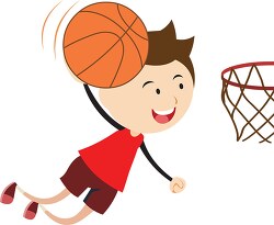basketball player jumping to dunk ball in basket clipart