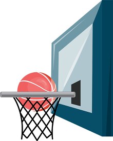 basketball side veiw with net ball in hoop clipart