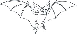 bat with wings open black white outline clipart