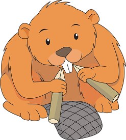 beaver chewing on tree branch clipart 6125