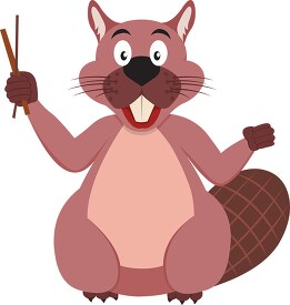 beaver holding twigs clipart 6227