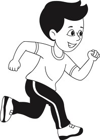 black outline jogging running for exercise clipart