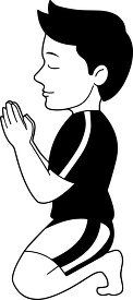 black white boy praying with folded hands clipart