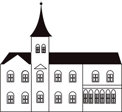 black white outline of old church clipart 218