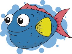 blue pink cartoon style puffer fish clipart