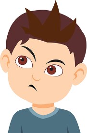 Boy character thinking expression clipart