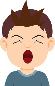 Boy character yawning expression clipart