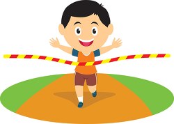 boy come first in race track and field clipart