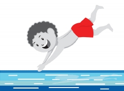 boy diving into pool summer gray color clipart