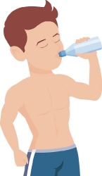 boy drinking water after workout