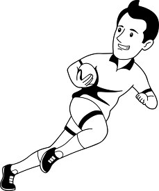boy playing rugby outline clipart dark tone