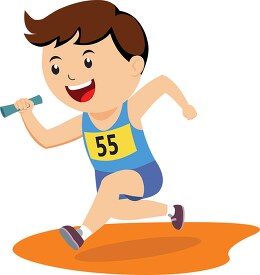 boy running in relay race track and field clipart