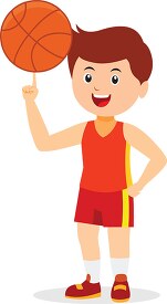 boy spinning basketball on finger clipart