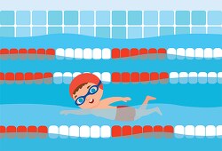 boy swimming laps in pool clipart