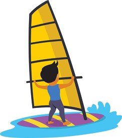 boy windsurfing water sports clipart 517