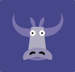 cartoon style big eyed cow face vector clipart