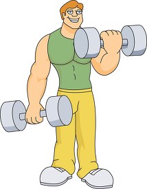 cartoon style body builder lifting weights