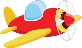 cartoon style red aircraft clipart