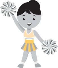 cheerleader in holding pom poms gray color clipart