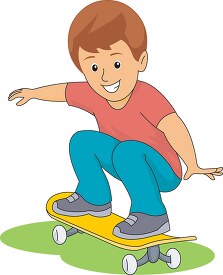 child riding skateboard vector clipart