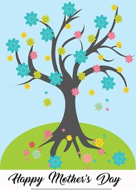 colorful tree with flowers happy mothers day clipart