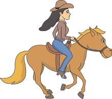 cowgirl galloping on a horse clipart