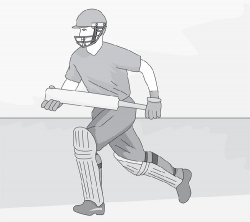 cricket player running gray