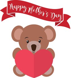 cute bear holding heart for mothers day