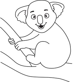 cute koala black white outline clipart