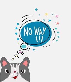 cute perplexed cat with thought bubble no way clipart