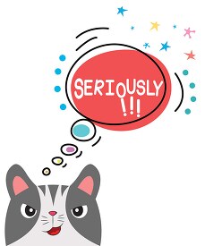 cute perplexed cat with thought bubble seriously clipart