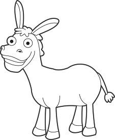cute smiling donkey black outline clipart