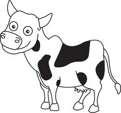 cute spotted cow black outline clipart