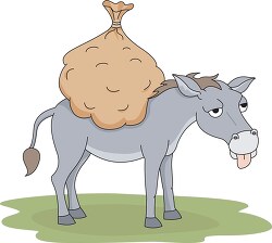 donkey carries load on back clipart