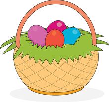 easter basket with green grass yellow eggs