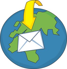 email flying around world clipart