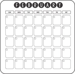 february calendar days week month clipart
