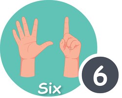 fingers on hand making the number six clipart
