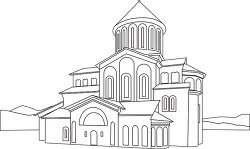 gelati monastery georgia black white outline clipart