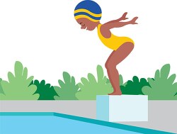 girl diving jumping into swimming pool clipart