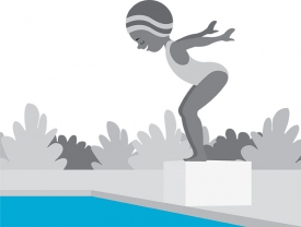 girl diving jumping into swimming pool gray color