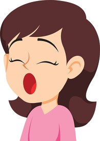 girl yawning expression clipart